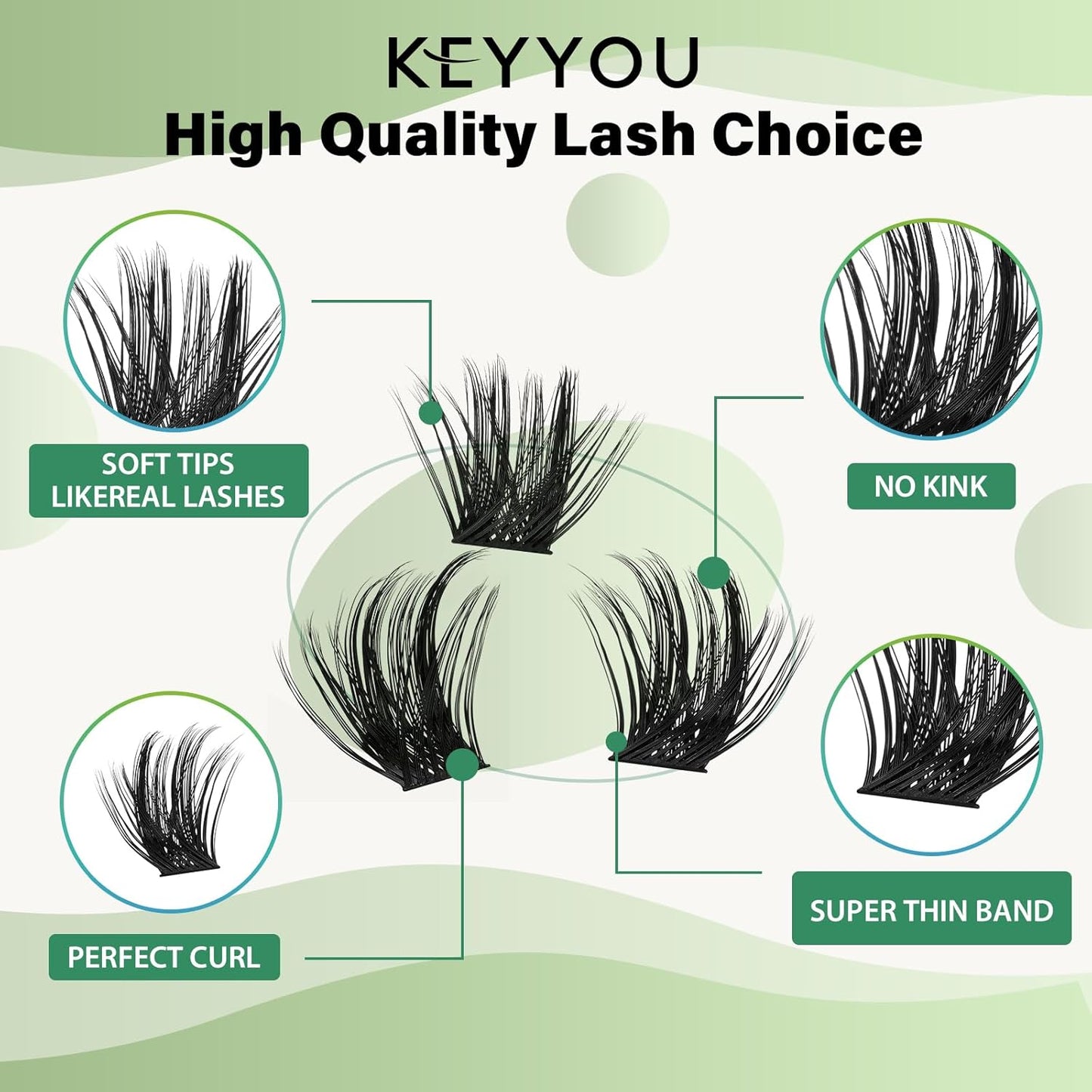 Lash Clusters 96pcs Individual Lashes Y22 D Curl 8-18MIX Eyelash Clusters KEYYOU Volume Wispy Lash Extension Soft&Comfortable Easy DIY at Home(Y22,D-8-18MIX)