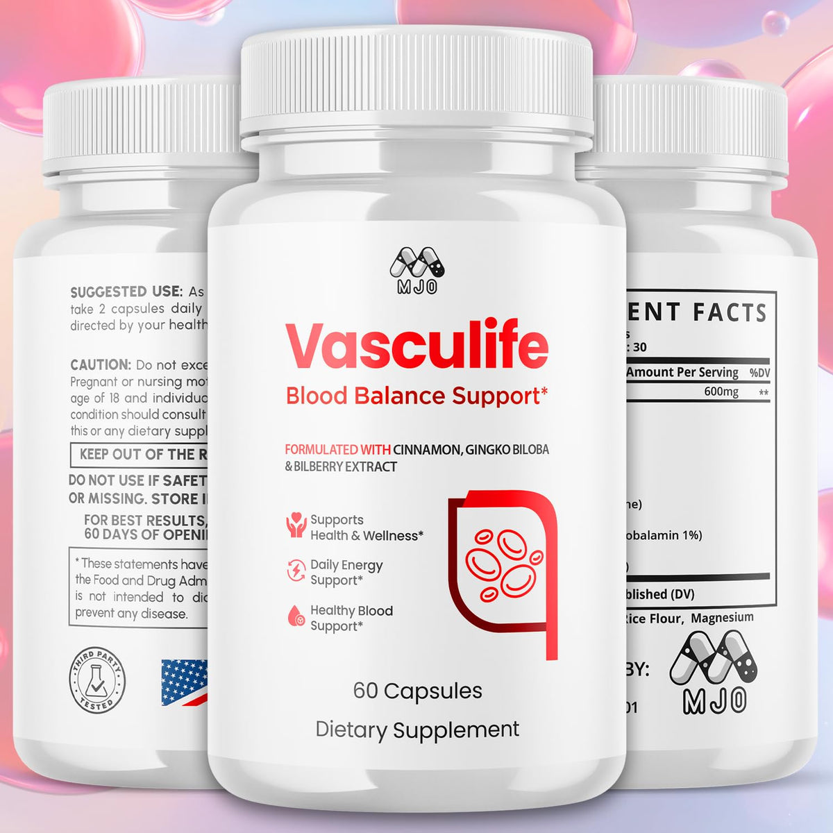 (3 Pack) Vasculife Capsules, Official Vascu Life Pills With All Natural Ingredients, Advanced Formula Blood Health Support with Maximum Strength Premium Quality Vitamins for Women & Men (180 Capsules)