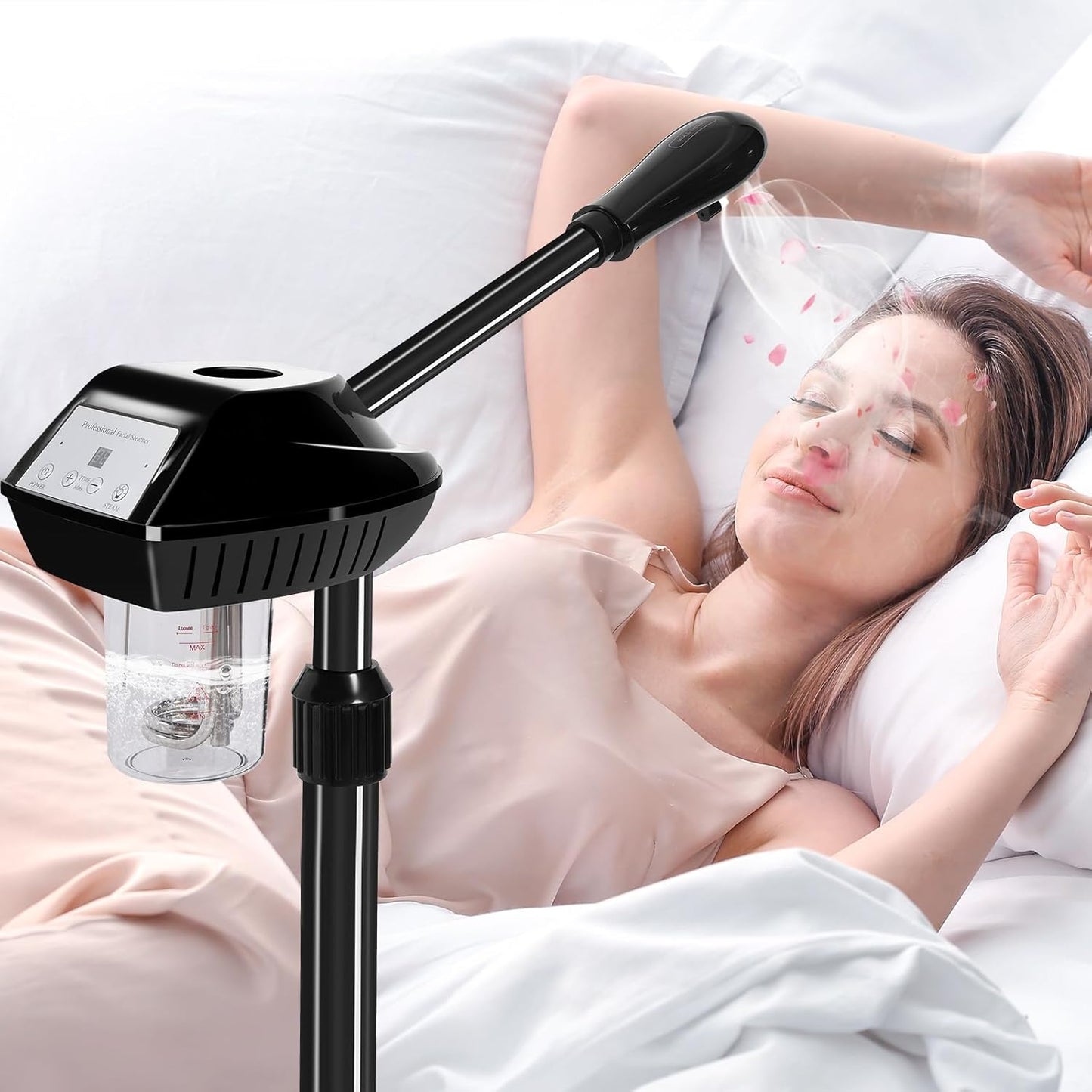 Professional Face Steamer on Wheels,Ozone Face Steamer for Deep Facial Cleansing