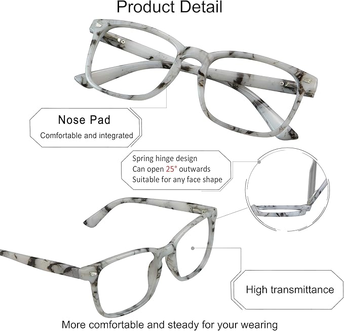 YEIN Bifocal Reading Glasses with Blue Light Blocking Lenses, Bifocal Reader for Women and Men, Vintage Square frame with Spring Hinge (+0.50/+3.00 magnification)
