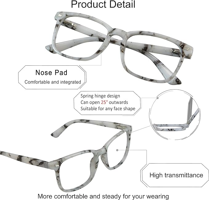 YEIN Bifocal Reading Glasses with Blue Light Blocking Lenses, Bifocal Reader for Women and Men, Vintage Square frame with Spring Hinge (+0.50/+2.25 magnification)