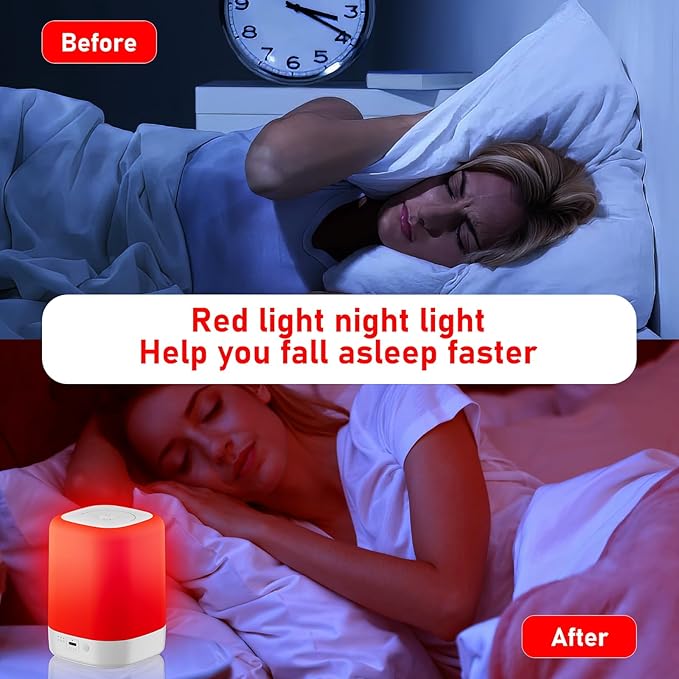 Red Light Therapy for Sleep Device, Red Night Lights with 670nm Wavelength, Touch Reds Light Sleep Lamp Aid to Support Deep Relaxation and Improve Sleeping for Adults & Kids Bedrooms