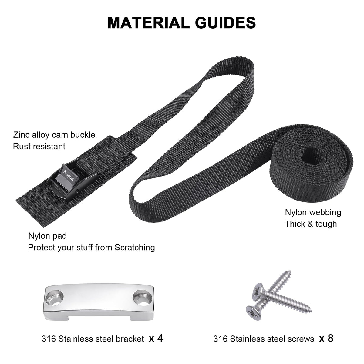 Ayaport Battery Tie Down Strap Battery Box Hold Down Kit 72”, Battery Tie Down Kit, with Stainless Steel Bracket & Screws Used for RV Battery, Accessories