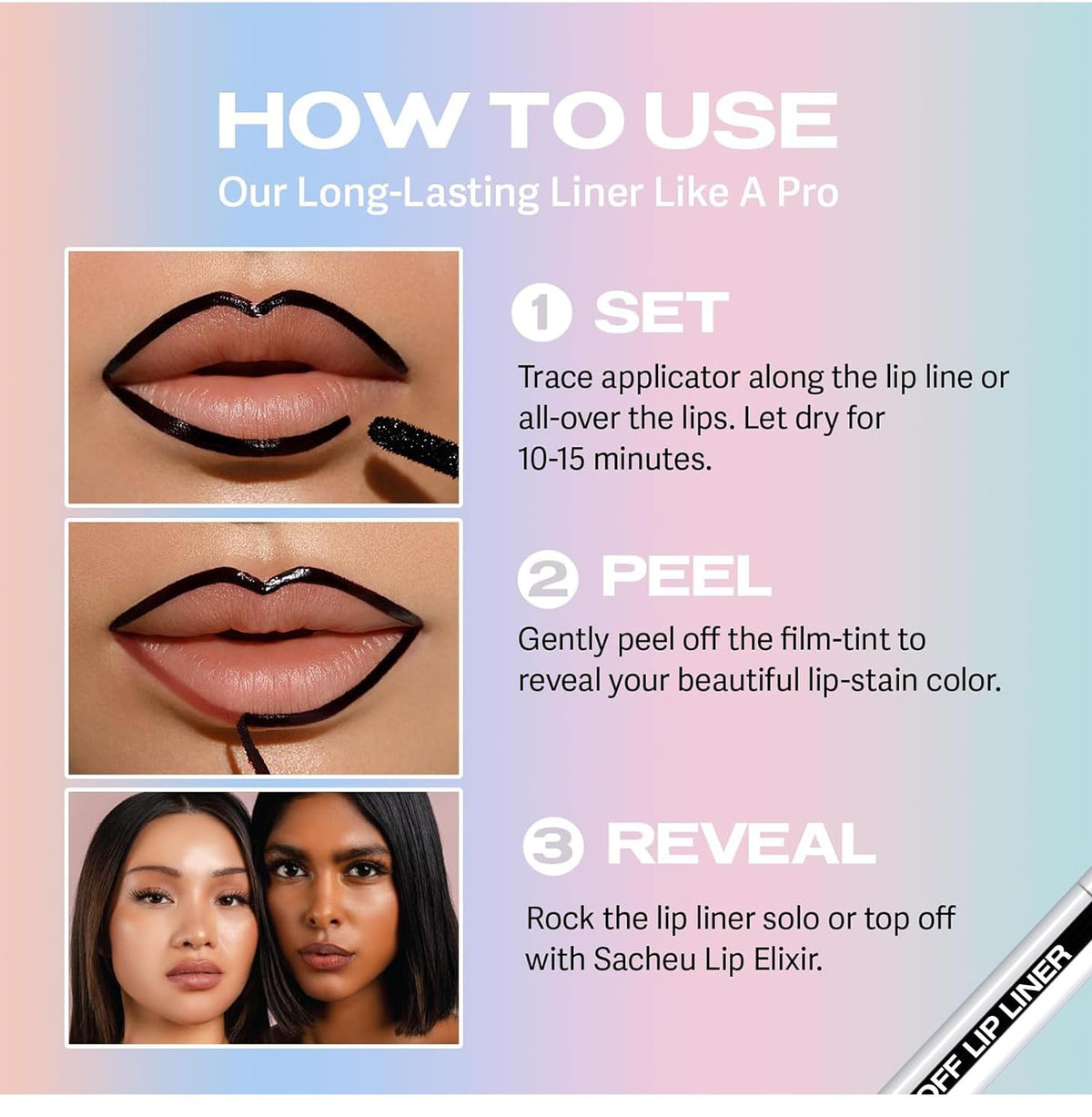 Longwear Peel-off Lip Stain Marker Peel Off with Vitamin E - Smudge-Resistant Lip Liner & Base for All Skin Types (00#)