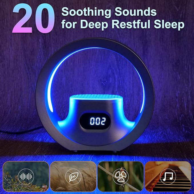 White Noise Sound Machine with 20 Soothing Sounds 11 Night Light 3 Timers Bluetooth Speaker Sleeping Sound Noise Machines for Bedroom Remote Control Sleep Sound Machine for Adults & Baby, Nursery Gift