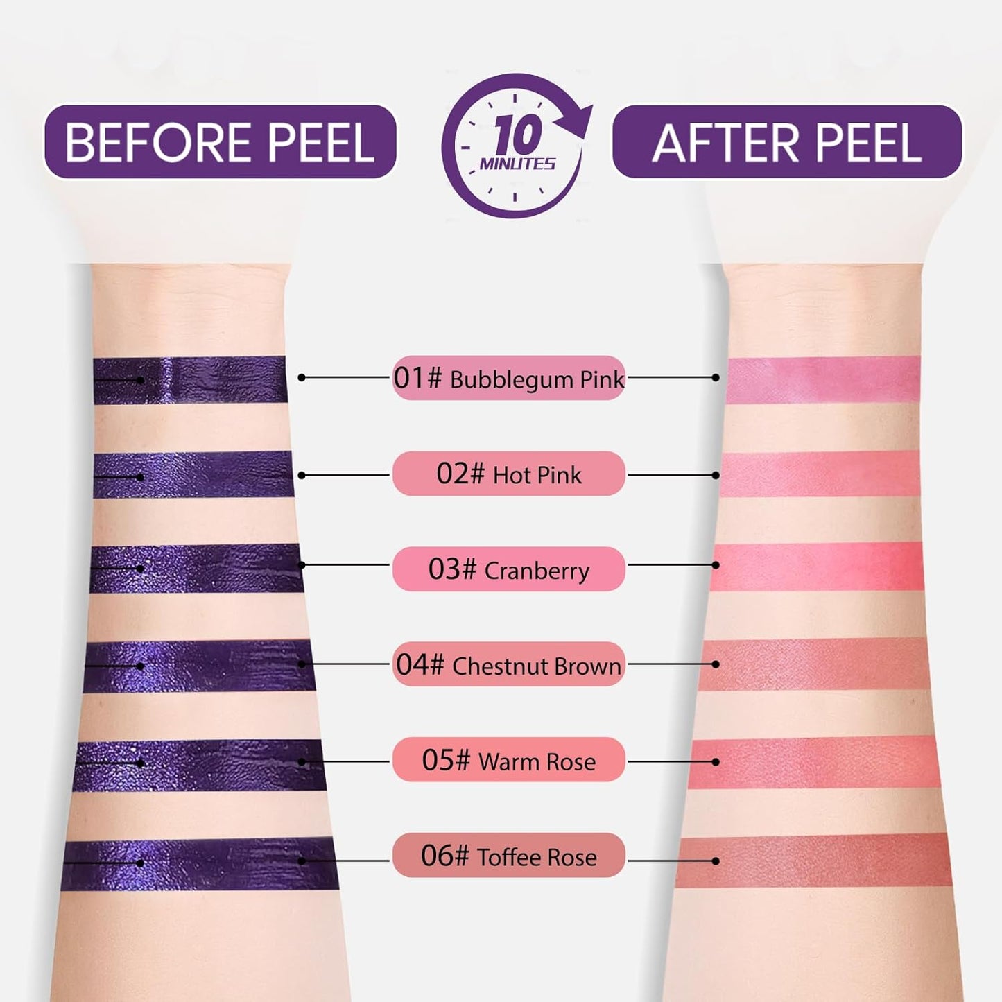 Lip Stain Peel Off, All Day Lip Liner Tint with Tweezer, Long Lasting Waterproof Transfer-Proof, Matte Lip Stains Makeup, Highly Pigmented Color, Toffee Rose