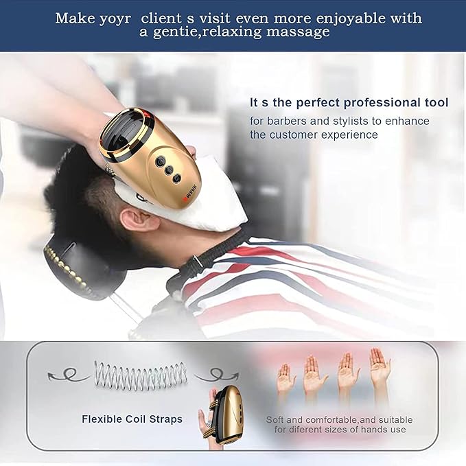 Barber Massager/Cordless Handheld Massager, Charge Neck/Legs/Hand/Face Massager, 2 Massage Nodes 2600AMH，Golden
