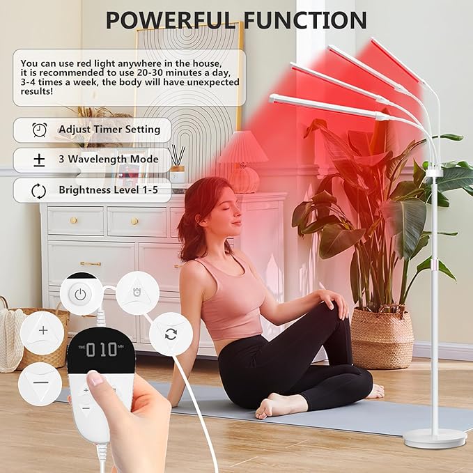 Red Light Lamp for Body,180LEDs Infrared Light Lamp 3-in-1 Chip Design, 660 & 850 & 940 Red Light Lamp Device at Home