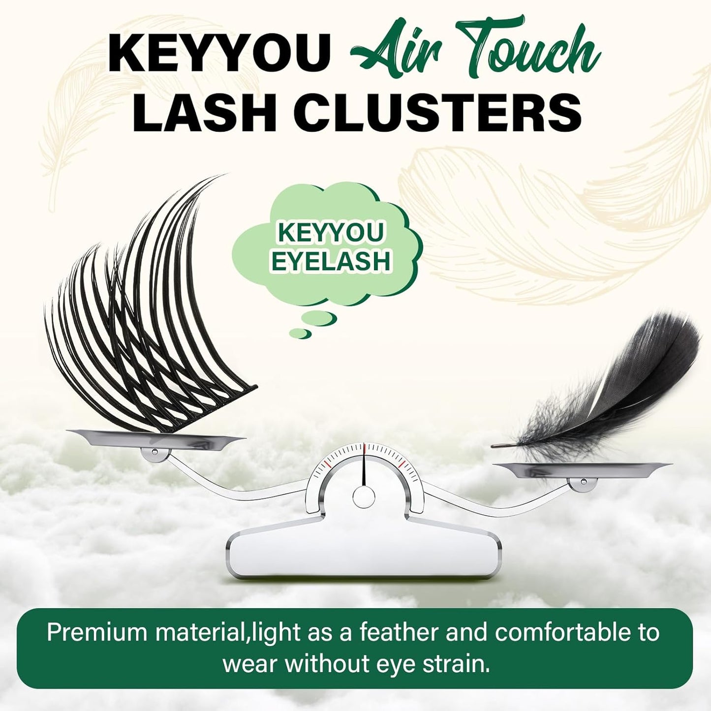 Lash Clusters 144pcs Individual Lashes D Curl 12mm Eyelash Clusters KEYYOU Air Touch Cluster Lashes Super Lightweight Soft Wispy Comfortable Easy DIY at Home(Air04-D-12mm)