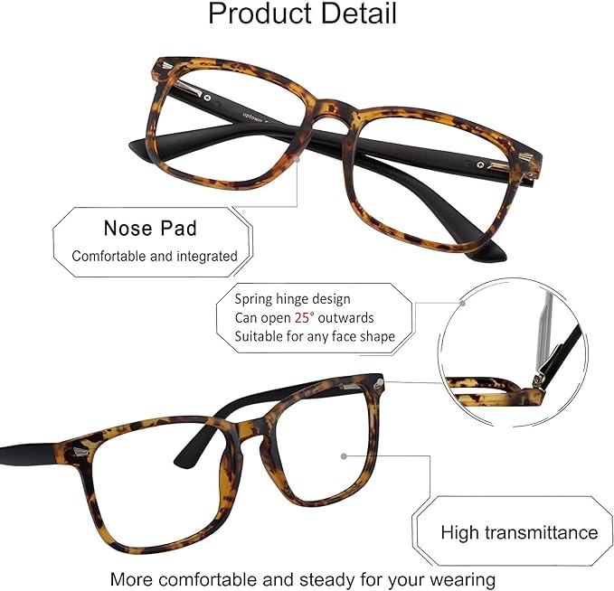 YEIN Bifocal Reading Glasses with Blue Light Blocking Lenses, Bifocal Reader for Women and Men, Vintage Square frame with Spring Hinge (+0.75/+3.25 magnification)