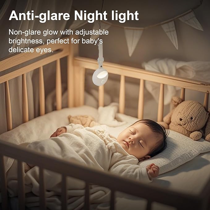 Portable Sound Machine for Baby - Smart Cry Detection Small White Noise Sound Machine, 6 Soothing Sounds, Smart On/Off, Night Light, Recording, Registry Gift Baby Sleep Machines