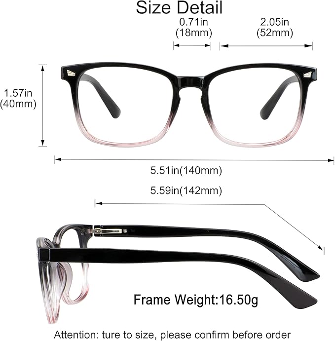 YEIN Bifocal Reading Glasses with Blue Light Blocking Lenses, Bifocal Reader for Women and Men, Vintage Square frame with Spring Hinge (+0.75/+3.50 magnification)