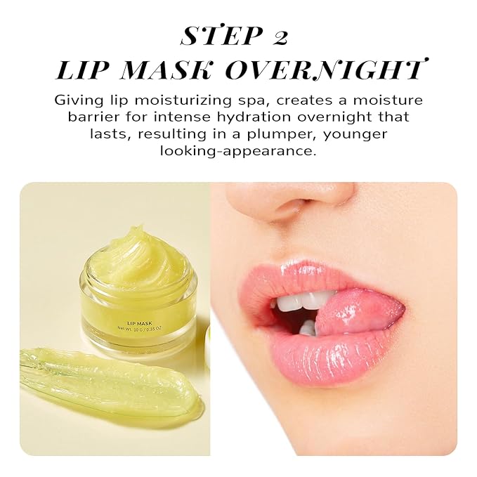 ANAI RUI Turmeric Lip Treatment Set & Strawberry Lip Care Kit with Lip Sleeping Mask + Lip Exfoliatot Scrub for Hydrating & Plumping Lips