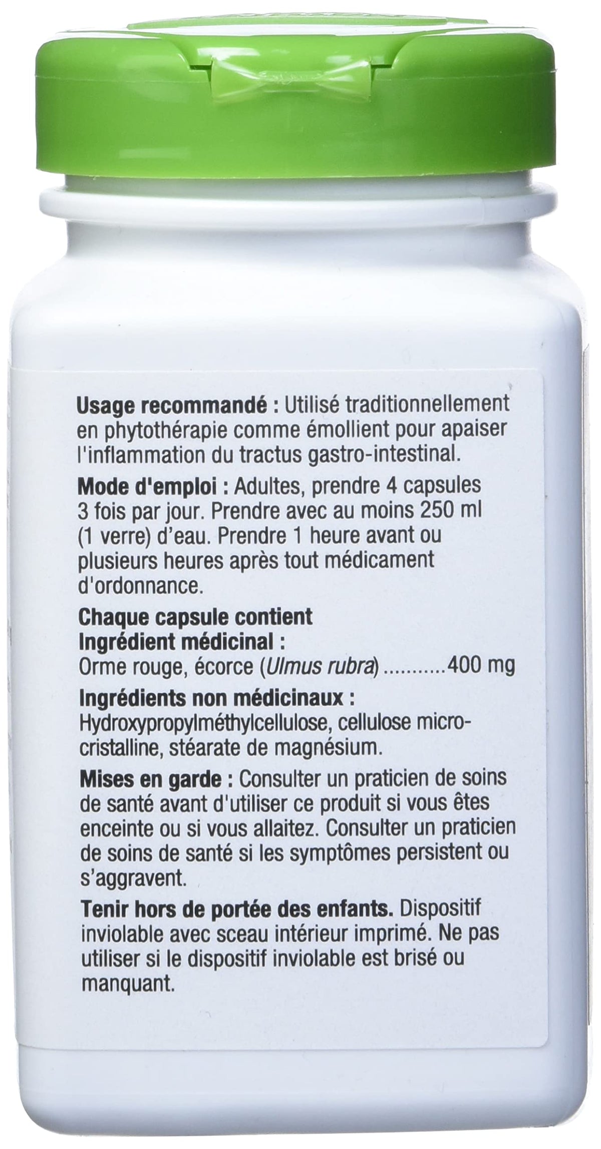 Nature's Way Slippery Elm Bark, 1,600 mg Per Serving, 100 Vegetarian Capsules, 2-Pack