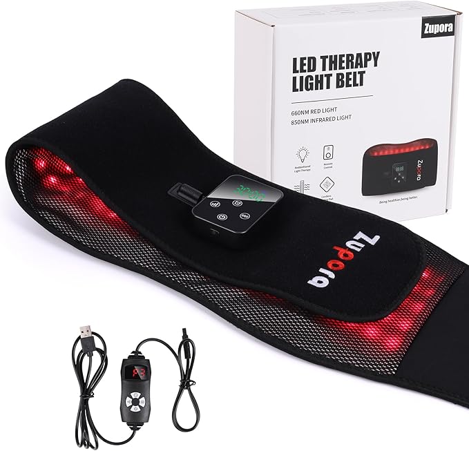 Zupora Cordless Back Massager Belt with Magnetic Controller,Red Light Therapy Massage Belt,Lower Back Massager for Pain Relief Gift for Mom Dad Grandma Grandpa Friends Yourself
