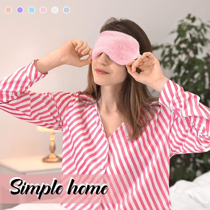 Hercicy 30 Pieces Plush Sleep Eye Mask Bulk Soft Blindfold Comfortable Fluffy Eye Cover for Women Protection Travel Nap Gift Birthday Sleeping Party Favor