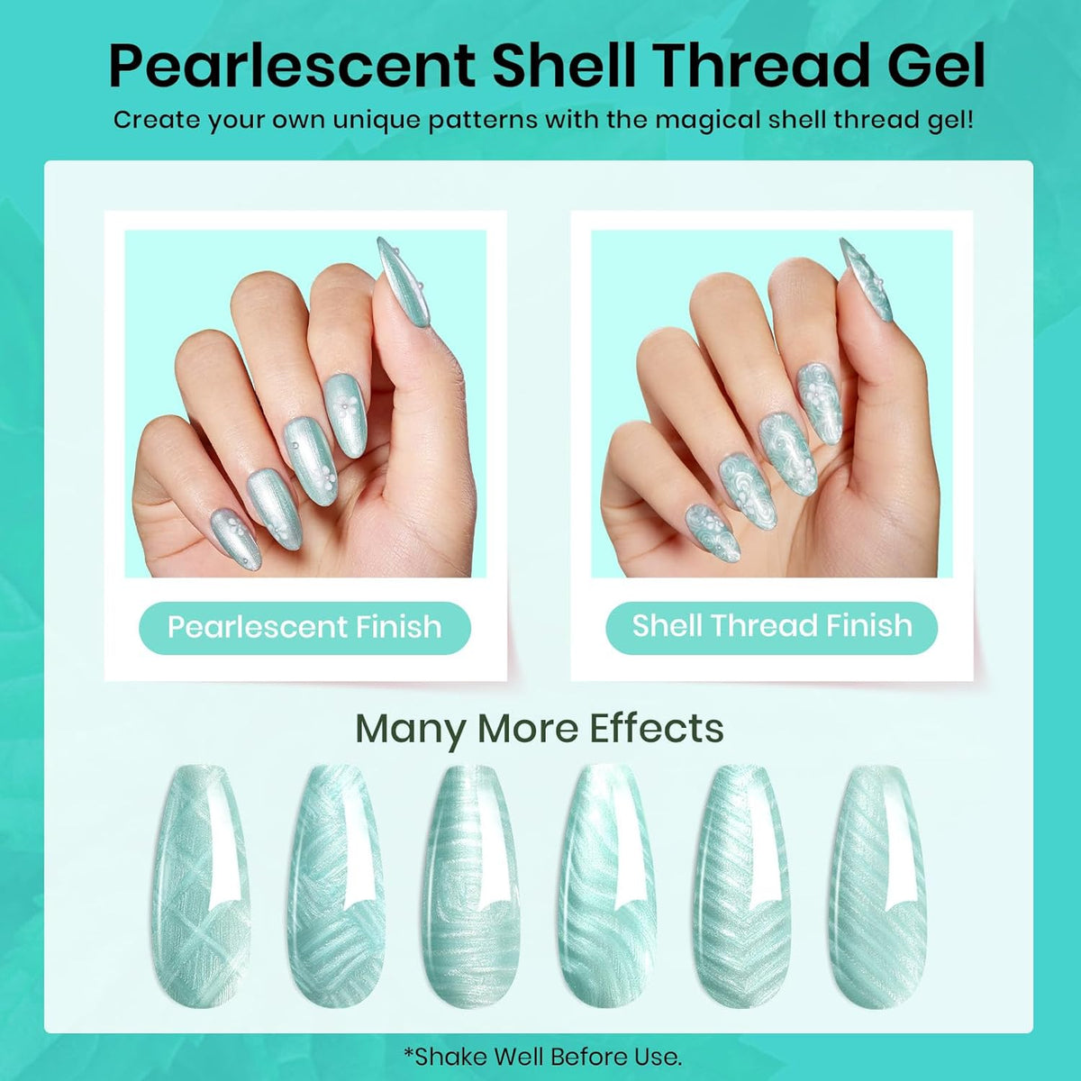 Beetles Mint Green Gel Polish, 15ML Mint Green Glitter Nail Polish Pearlescent Shimmer Mermaid Gel Nails Soak Off U V LED Nail Lamp Need Manicure Salon DIY Nail Art Design