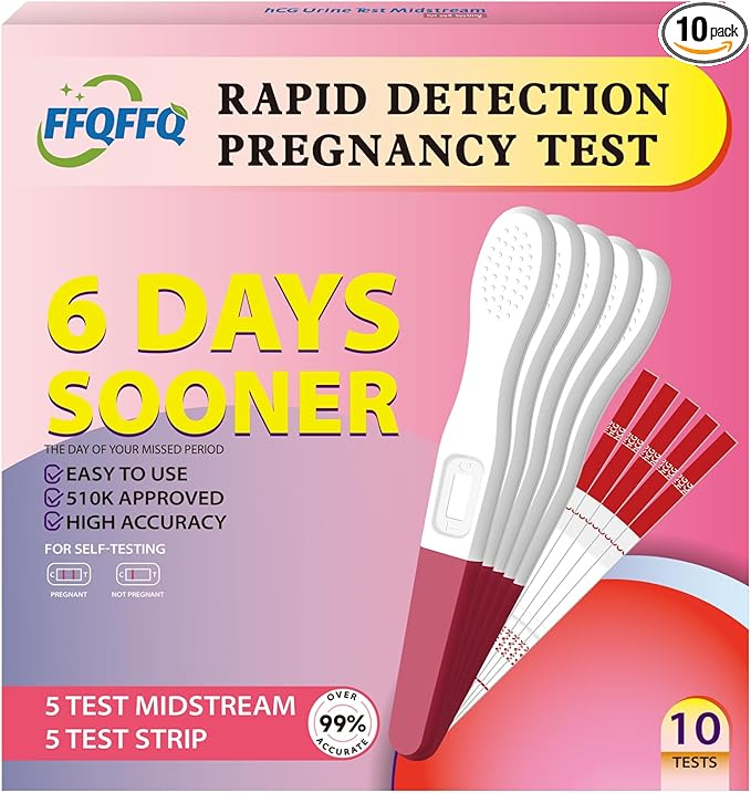 Pregnancy Test: Early Detection with Ultra High Sensitivity Home Pregnancy Midstream Test for Women Home Testing 5 Sticks + 5 Test Strips