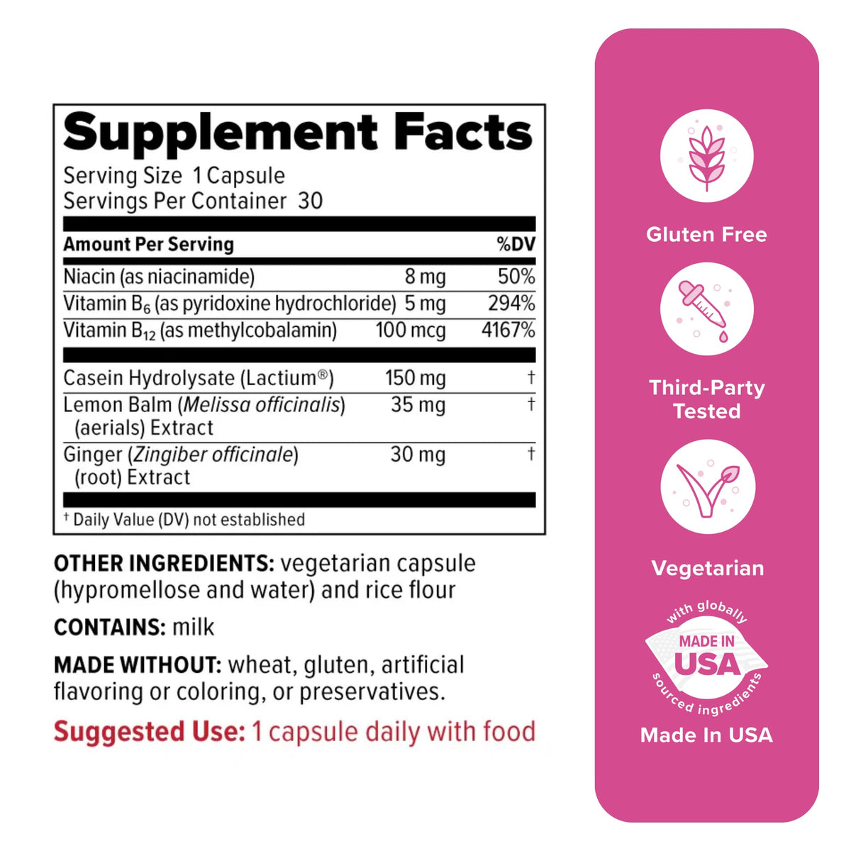 Redd Remedies Peaceful Mama | Designed for Women in All Stages of Life | with Lactium, Lemon Balm, and Ginger Root | 30 Servings