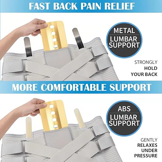 Back Brace for Lower Back Pain Relief - Back Support Belt for Women & Men, Lower Back Brace for Herniated Disc, Sciatica. Removable Stays for Lower Back Support with 2 Different Hardness Sets