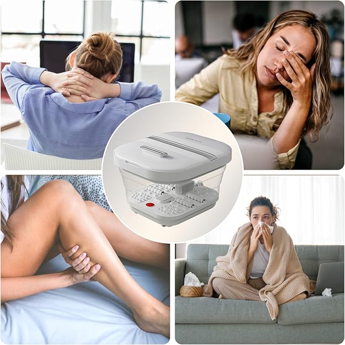 Collapsible Foot Spa Bath with Heat and Massage Rollers, Foldable Foot Bath Massager with Acupressure Massage Points,Red Light, with Smart Heating for Home Spa Use for Gift