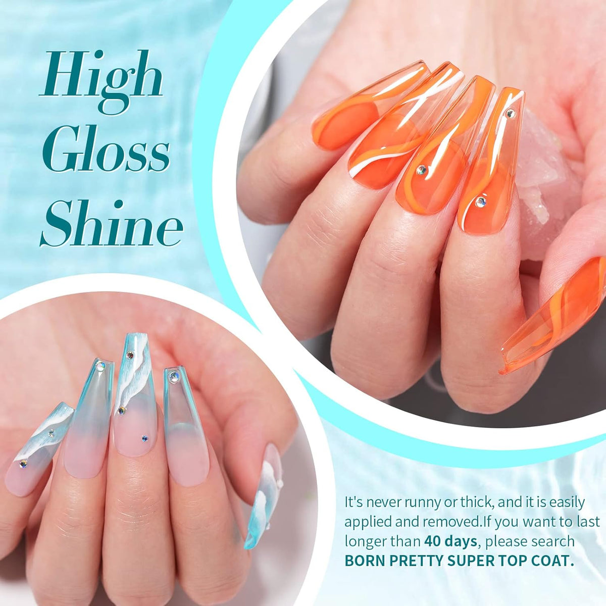 Born Pretty Jelly Gel Nail Polish Set Spring Summer Crystal Glass Translucent Pastel Gel Polish Blue Red Green Yellow Pink Soak Off U v Gel Polish 7ML 6PCS