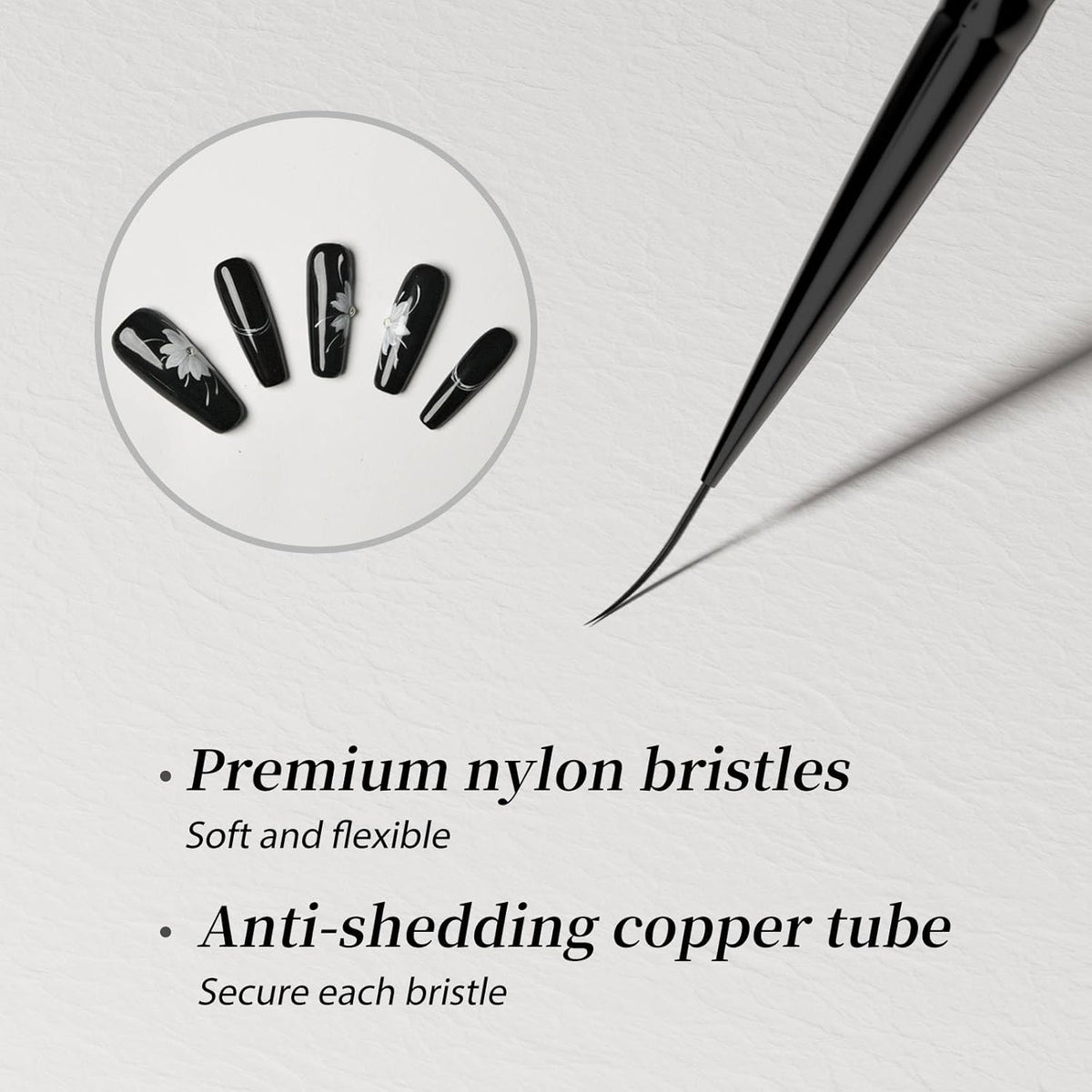 Nail Art Liner Brushes 5Pcs Dotting Pen Tools Nail Art Brushes Thin Liner Set(4/8/12/15/20 mm) for Long Lines, Thin Details Gel Polish Nail Paintings Double-End Nail Art Tools
