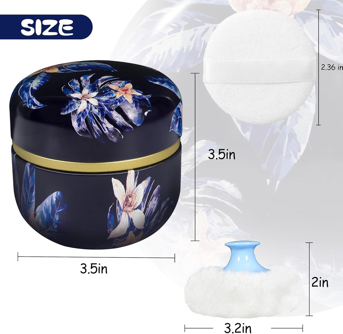 WEMEGA Body Powder Case with Powder Puff Powder Container Tea Box for Baby and Women Powder Puff and Powder Case for Travel (Midnight1)