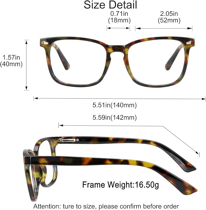YEIN Bifocal Reading Glasses with Blue Light Blocking Lenses, Bifocal Reader for Women and Men, Vintage Square frame with Spring Hinge (+0.00/+1.75 magnification)