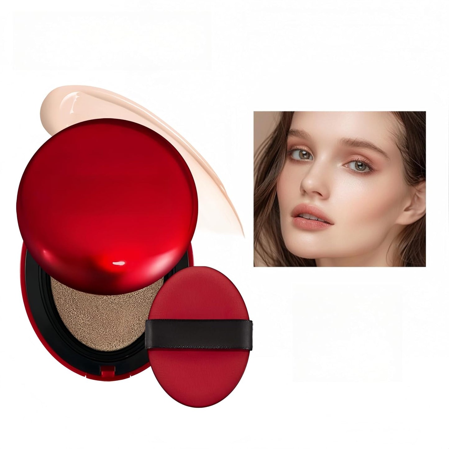 MAEPEOR Cushion Foundation 9 Colors Full Coverage Weightless Satin Glow Foundation Hydrating Long-Lasting Cushion BB Cream (Color 01)