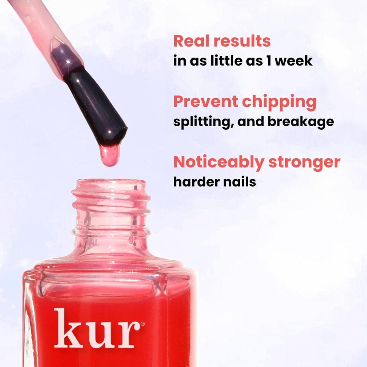 LONDONTOWN Sheer Strength Nail Blush - 2-in-1 Tinted Nail Hardener Strengthening Treatment With Jelly Finish, Poppy, 0.40fl oz