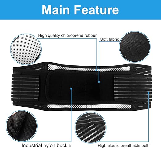 Back Support with Magnet, Tourmaline Magnetic Back Braces for Lower Back Pain Relief, Self Heating & Soothing Back Support Belt, Lumbar Support Belt for Herniated Disc/Sciatica (Small)