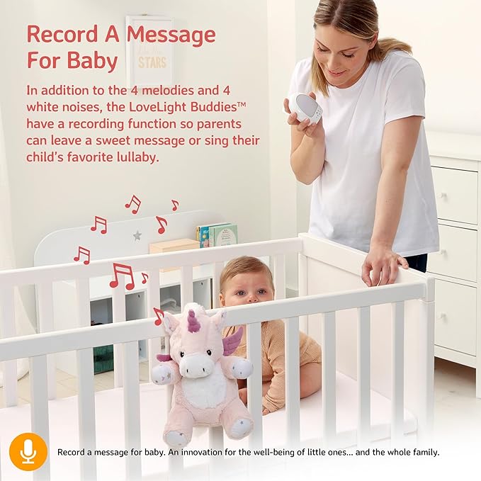 Cloud b Sound Machine with White Noise Soothing Sounds | Cuddly Stuffed Animal & Nomadic Nightlight | Record Parent Voice | Adjustable Settings & Auto-Shutoff | LoveLight™ Buddies - Lily The Unicorn™