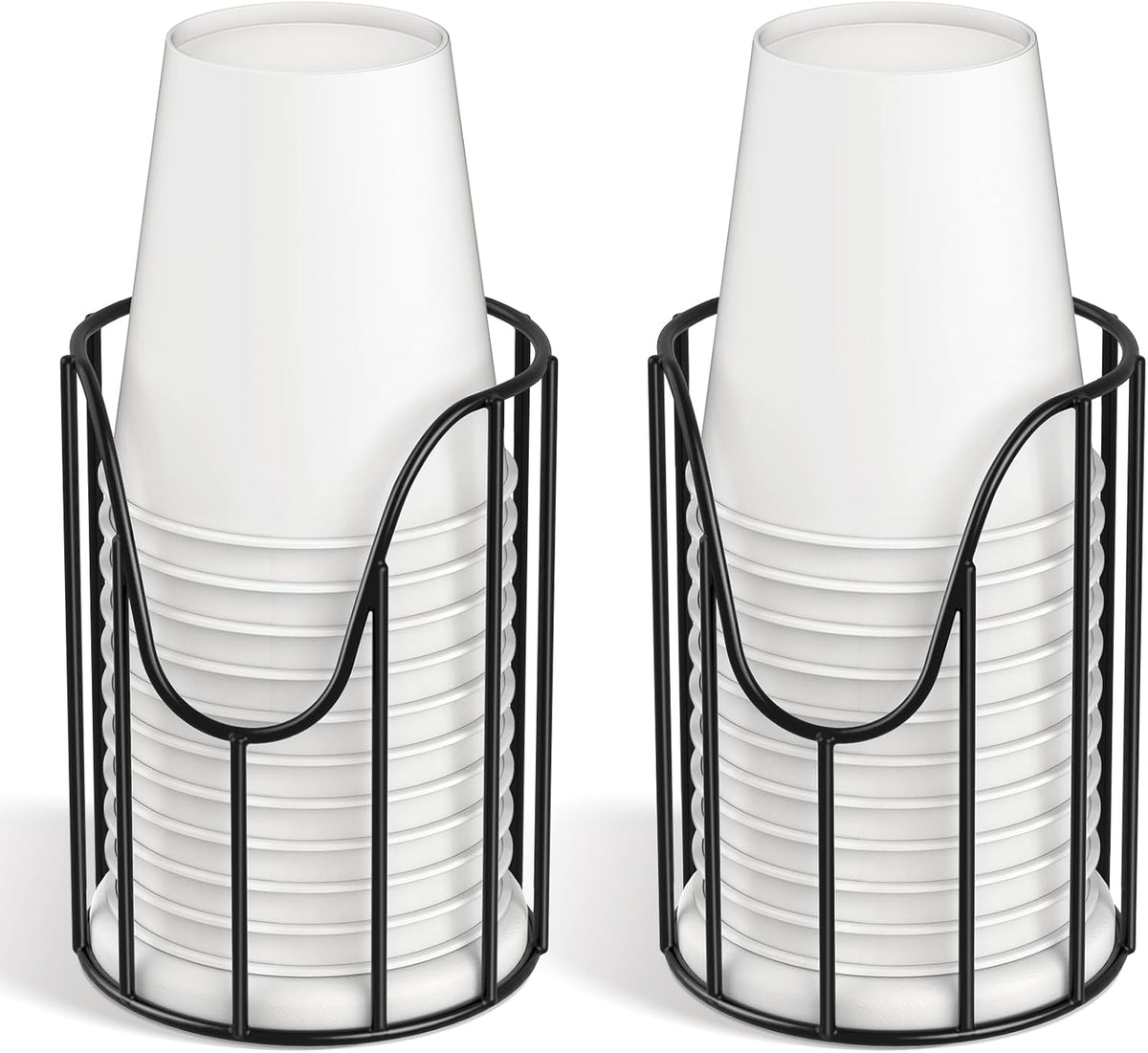 Luxspire Bathroom Cup Dispenser, 3-5oz Dixie Cup Dispenser, Metal Dixie Cup Holder, Disposable Paper Cup Holder for Bathroom, Cotton Pad Holder, Guest Bathroom Essentials, Black, 2 Pack