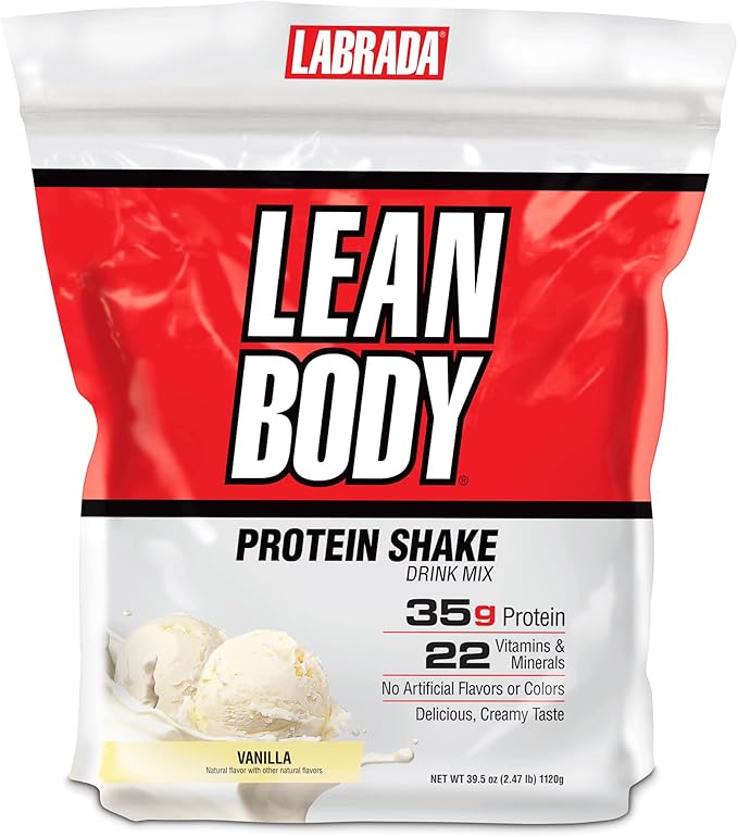 Labrada Nutrition Lean Body Hi-Protein Meal Replacement Shake, Vanilla, 2.47-Pound Tub Packaging May Vary