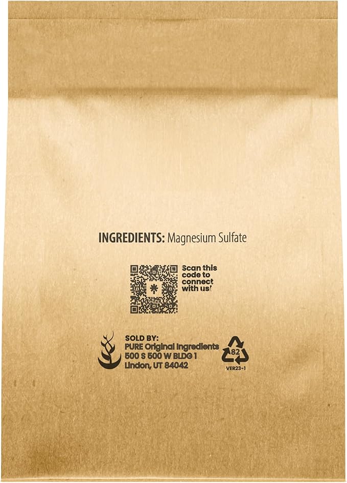 Pure Original Ingredients Epsom Salt (4 oz) Pure Magnesium Sulfate, Soaking Solution
