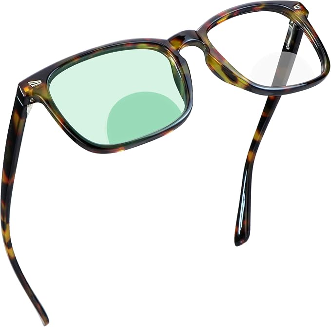 YEIN Bifocal Reading Glasses with Blue Light Blocking Lenses, Bifocal Reader for Women and Men, Vintage Square frame with Spring Hinge (+0.00/+1.25 magnification)