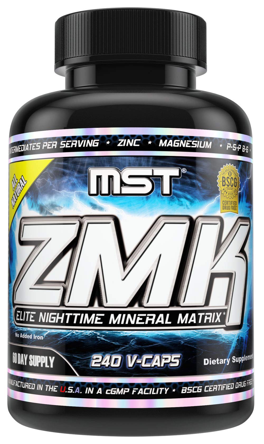MST ZMK Nighttime, Multi Mineral Supplements, Zinc, Magnesium, Trace Minerals, ATP BSCG Certified, 240 V Capsules Millennium Sport Technologies