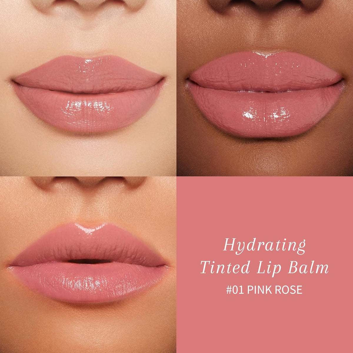 Tinted Lip Balm Plumper, Glossy, Pump Lips, Lightweight, Moisturize & Tint with Jojoba Seed Oil, Vegan Lipbalm Lip Care, Pink Rose