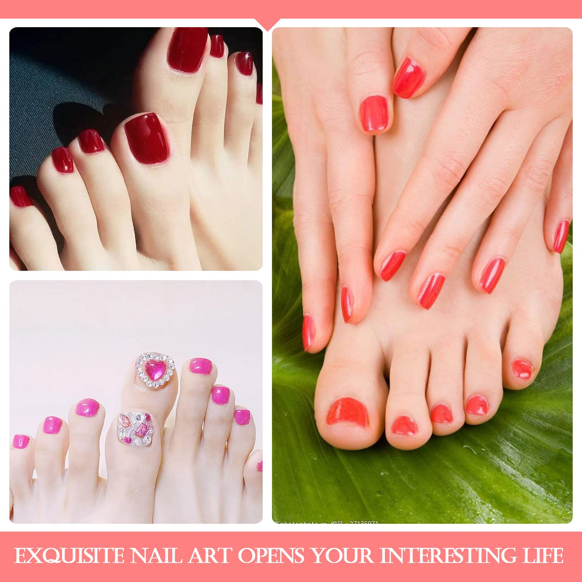 SILPECWEE Toe Nail Stickers Full Nail Wraps Red Solid Color Toenail Polish Strips for Women Self Adhesive Toe Stickers Polish Gel Toenails Stickers with 1pc Nail File (20 Sheets)
