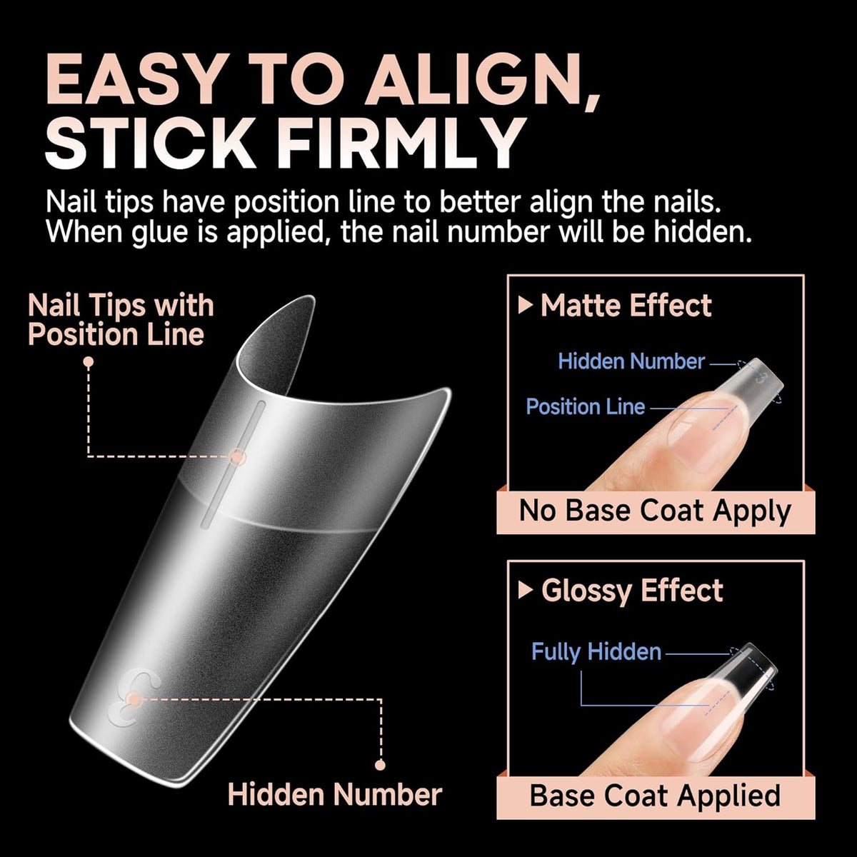 UNA GELLA Medium Square Gel Tips Full Matte Square Nail Tips 216pcs Half Cover Clear False Acrylic Nails for Nail Extensions, DIY Art Salon 12 Sizes