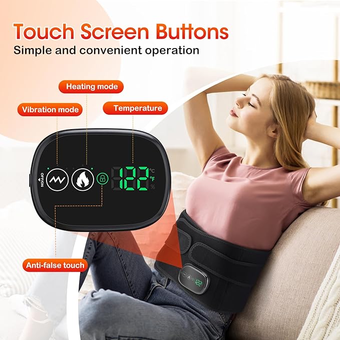 Cordless Heating Pad with Vibration for Back Pain Relief, XL Heated Back Belt Wrap with 3 Fast Heating and Vibration Massage Modes, 5000mAh Battery Operated Heat Pad for Back, Waist, Lumbar (Black)