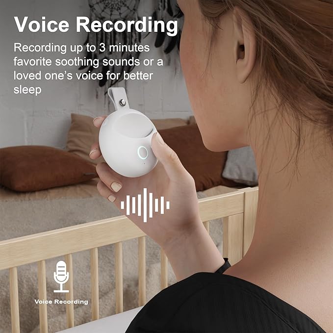 Portable Sound Machine for Baby - Smart Cry Detection Small White Noise Sound Machine, 6 Soothing Sounds, Smart On/Off, Night Light, Recording, Registry Gift Baby Sleep Machines