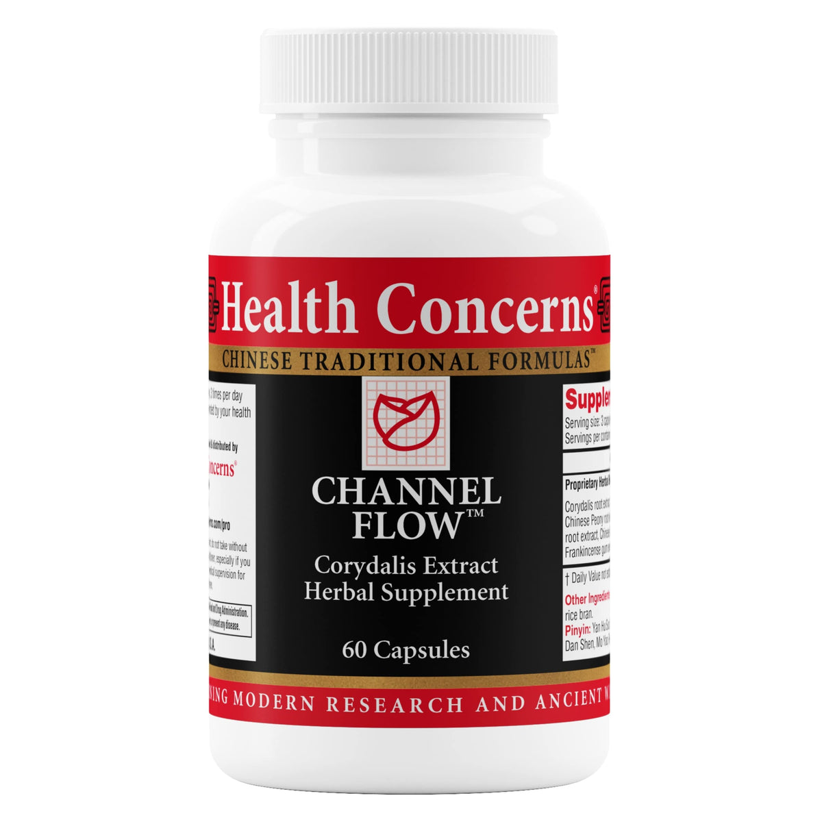 Health Concerns Channel Flow – Muscle Relaxation & Pain Support Supplement for Men & Women – Corydalis Root Extract – Chinese Herbal Formula for Headaches, Joint & Menstrual Discomfort – 60 Capsules