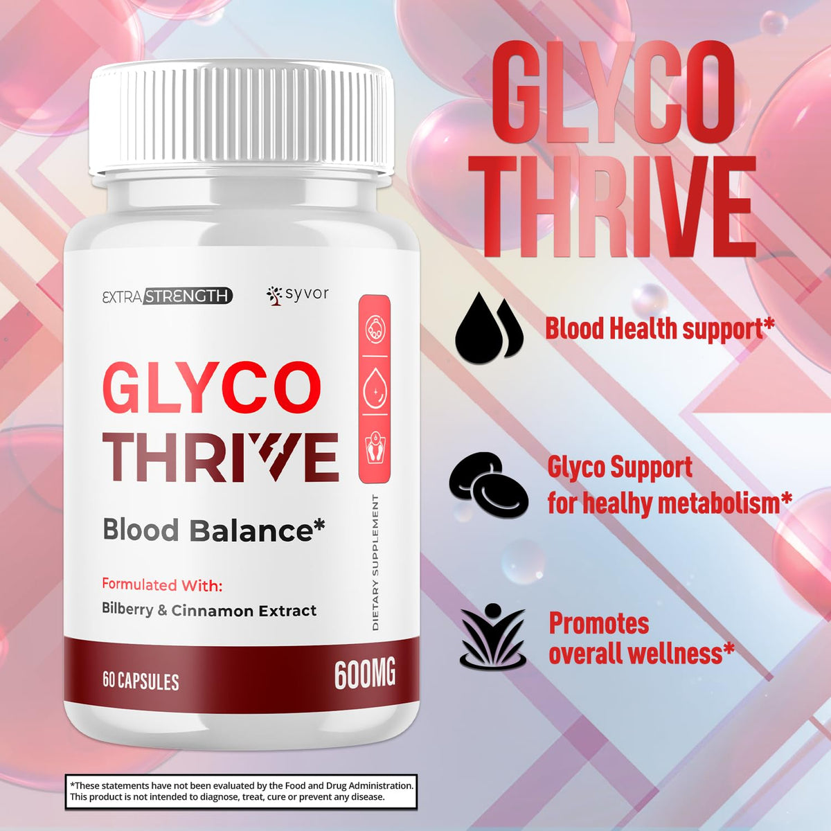 (3 Pack) Glyco Thrive Capsules, Official GlycoThrive Glycogen Support Pills with All Natural Ingredients, Advanced Formula Health Supplement with Max Strength Vitamins for Women & Men (180 Capsules)
