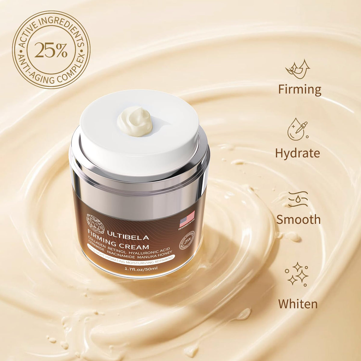 Tighten and Lift Neck Cream, Deep Hydration Neck Firming Cream with Retinol, Collagen & Honey Anti-Aging & Wrinkle Moisturizer for Face, Neck & Décolleté Women & Men 1.7 Fl Oz