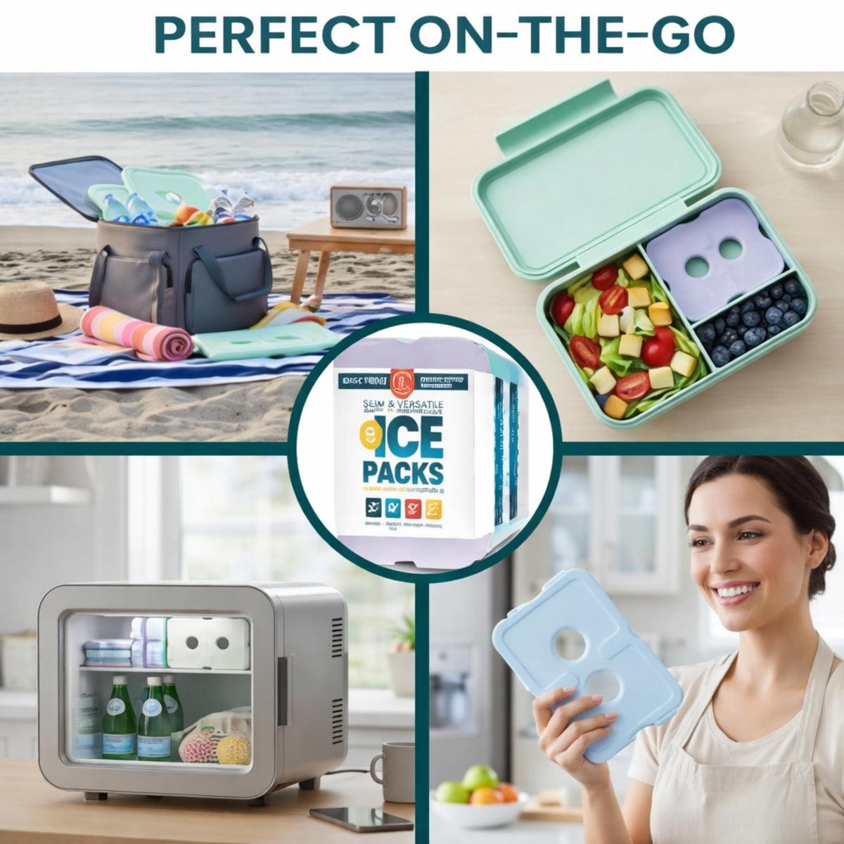 Healthy Packers Ice Packs for Lunch Boxes & Coolers - Freezer Packs - Original Cool Pack | Cooler Accessories for Beach, Camping & Fishing | Slim & Long-Lasting Reusable Ice Pack for Cooler