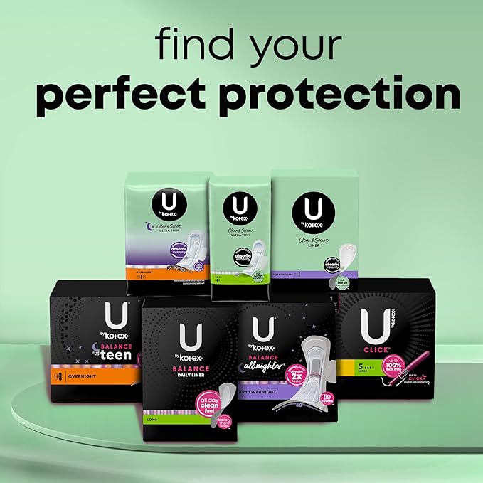 U by Kotex Panty Liners, Clean & Secure, Light Absorbency, Regular Length, 64 Count (Packaging May Vary)