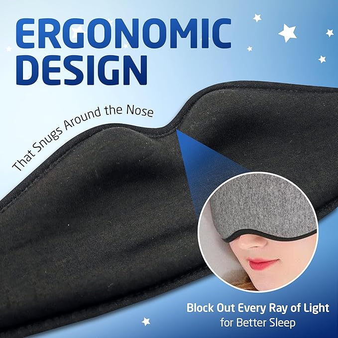 Eye Mask for Busy Professionals – 3D Blackout Sleep Mask with Zero Pressure Fit for Daytime Reset & Deep Rest (Gray)