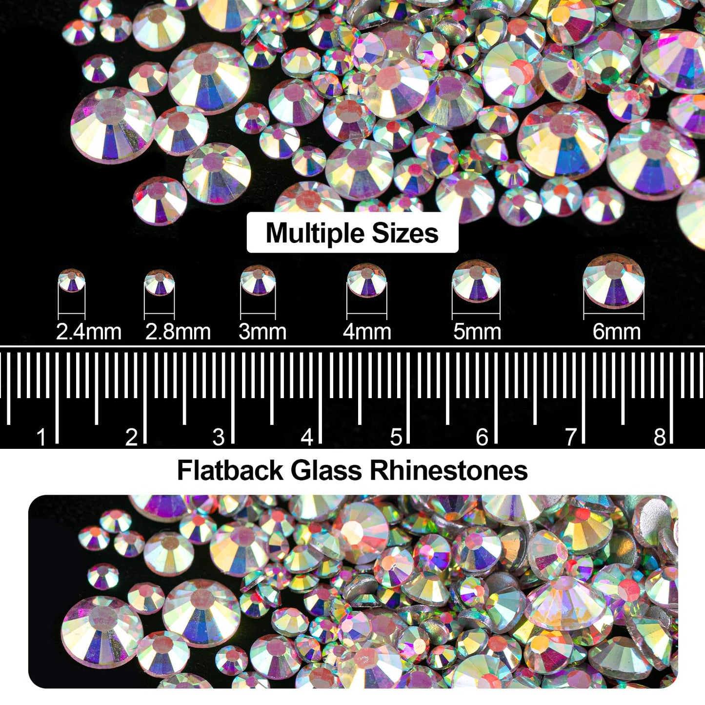 Flat Back Rhinestone Kits Colorful Rhinestones+Crystal AB Gems with Quick Dry Glue+Picker Pencil+Tweezer for Nail Art and Face Make-up